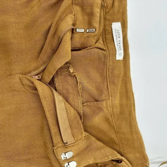 12th Tribe Little Secrets Mocha Linen Trousers Size Large - Picture 10 of 15